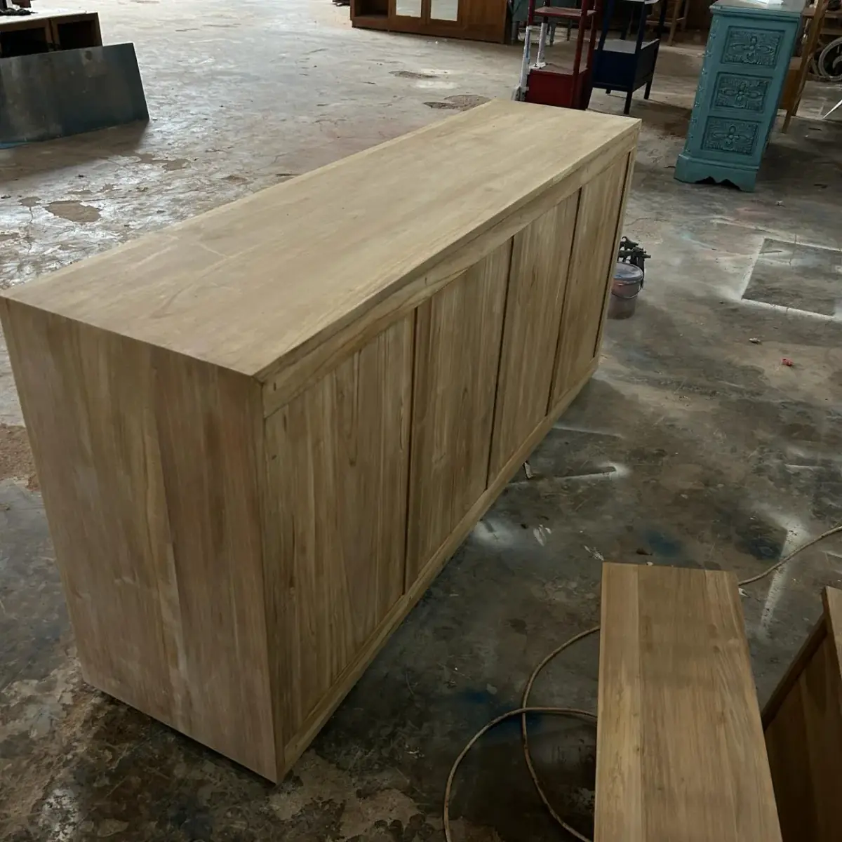Custom teak console built to a buyer's specification